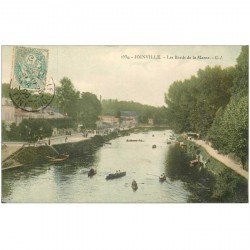 carte postale ancienne 94 JOINVILLE LE PONT. Canoteurs sur la Marne 1906