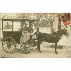 carte postale ancienne 94 FONTENAY SOUS BOIS. Superbe Attelage. Photo carte postale 1908 pour Paris