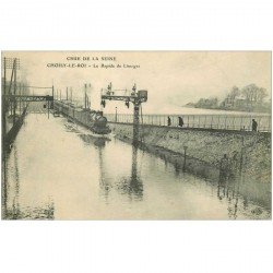 carte postale ancienne 94 CHOISY LE ROI. Train le Rapide de Limoges pendant la Crue de 1910