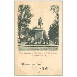 carte postale ancienne 94 CHOISY LE ROI. Statue de Rouget de l'Isle. avec 5 beaux timbres d'un Centime 1903