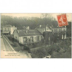 carte postale ancienne 94 CHENNEVIERES SUR MARNE. Sentier du bord de l'eau Agence Leroux et Auberge Bainville 1913