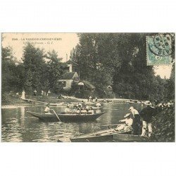 carte postale ancienne 94 CHENNEVIERES LA VARENNE. L'Ecu de France et Canoteurs pour le Restaurant de l'Ile 1906