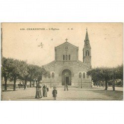 carte postale ancienne 94 CHARENTON LE PONT. L'Eglise correspondance militaire Timbre Taxe 1915