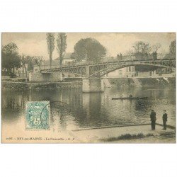 carte postale ancienne 94 BRY SUR MARNE. La Passerelle 1906