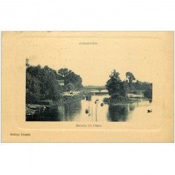carte postale ancienne 94 ADAMVILLE. Péniche et Pêcheurs sur la Marne 1922