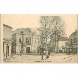 carte postale ancienne 94 ADAMVILLE. Le Théâtre 1903 Magasin chocolat Vinay et vespasiennes