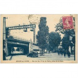 carte postale ancienne 94 ABLON SUR SEINE. Rues du Bac et de Paris près de la Gare 1935