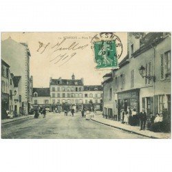 carte postale ancienne K. 92 SURESNES. Place Trarieux 1909 Librairie