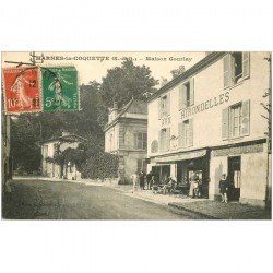 carte postale ancienne K. 92 MARNES-LA-COQUETTE. Maison Gourlay Café Tabac Aux Hirondelles 1921