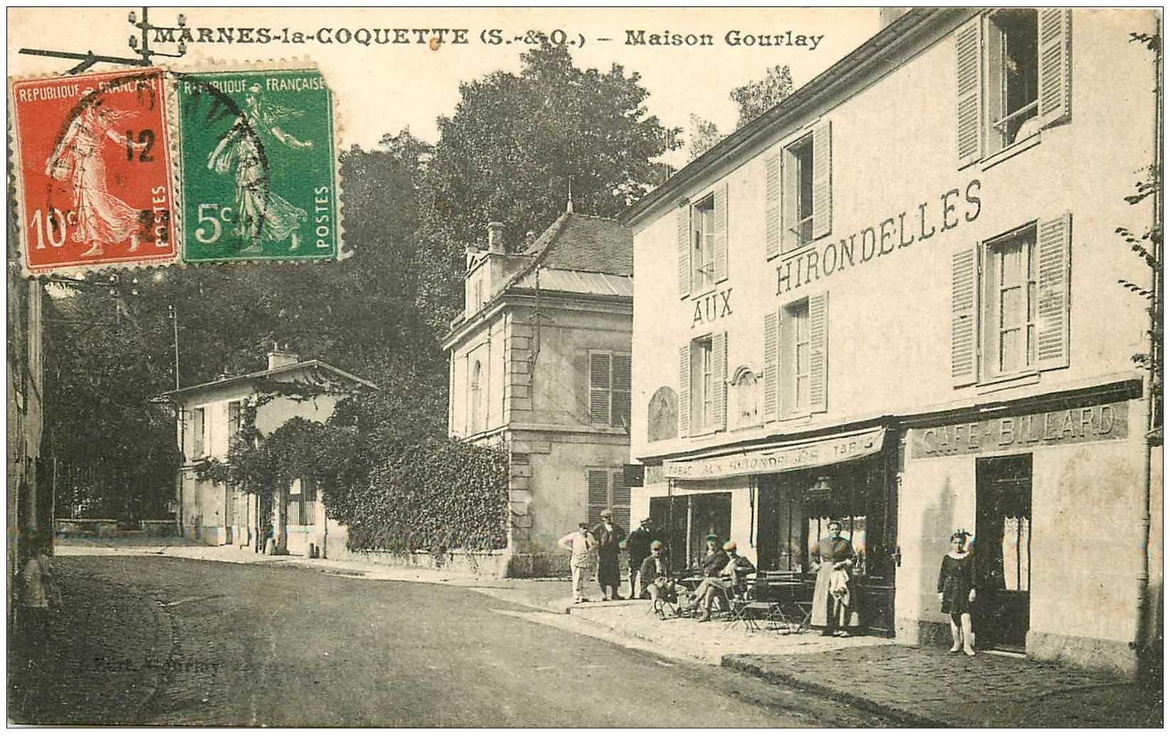 92 MARNES-LA-COQUETTE. Maison Gourlay Café Tabac Aux Hirondelles 1921