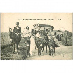 carte postale ancienne K. 92 LE PLESSIS ROBINSON. La Mariée et son Escorte sur des Anes