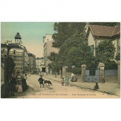 carte postale ancienne K. 92 LA GARENNE-COLOMBES. Rue Dumont d'Urville. Superbe carte toilée édition E.L.D