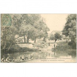 carte postale ancienne K. 92 ISSY-LES-MOULINEAUX. Le Campement de Militaires et canotage 1906