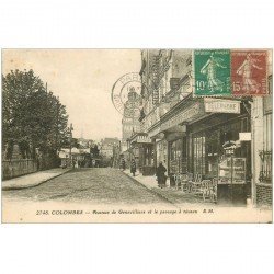 carte postale ancienne K. 92 COLOMBES. Passage à niveau Avenue de Genevilliers 1929 Café Tabac Monnot
