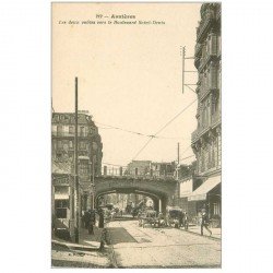 carte postale ancienne K. 92 ASNIERES SUR SEINE. Les deux voûtes Boulevard Saint-Denis Fleuriste et Cafév