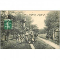 92 SURESNES. Sapeurs du Génie en construction de ligne Télégraphique ou Téléphonique 1913