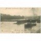 carte postale ancienne 92 SURESNES. Péniches et Remorqueur Fauvette au Barrage 1904
