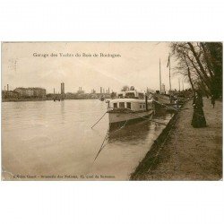 carte postale ancienne 92 SURESNES. Garage des Yachts du Bois de boulogne 1910. Carte papier glace en l'état...