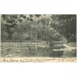 carte postale ancienne 92 RUEIL. Etang de Saint Cucupha avec embarcation vers 1905