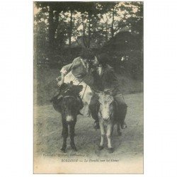 carte postale ancienne 92 ROBINSON. Le Paradis sous les cieux 1917 couple d'amoureux. Mule, âne, mulet, ânesse.