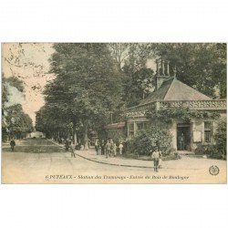 carte postale ancienne 92 PUTEAUX. Station de Tramway à l'Entrée du Bois de Boulogne