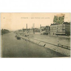 carte postale ancienne 92 PUTEAUX. Péniche Quai National 1917