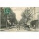 carte postale ancienne 92 PUTEAUX. Café Au Rendez Vous boulevard Richard Wallace et montée de la Gare 1908 Télégraphiste à vélo