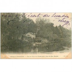carte postale ancienne 92 NEUILLY SUR SEINE. Ile de la Grande Jatte vue du Quai Bourdon 1905