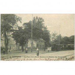 carte postale ancienne 92 NANTERRE. Station de Tramway Place de la Boule Royale 1903. Timbre manquant