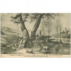 carte postale ancienne 92 NANTERRE. Genevièe ave son troupeau de Moutons et un Moulin à l'horizon 1915