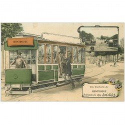 carte postale ancienne 92 MONTROUGE. Tramway et Octroi Porte d'Orléans 1913