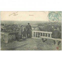 carte postale ancienne 92 MEUDON. Vue panoramique de la Terrasse 1906. Grande pliure coin droit...