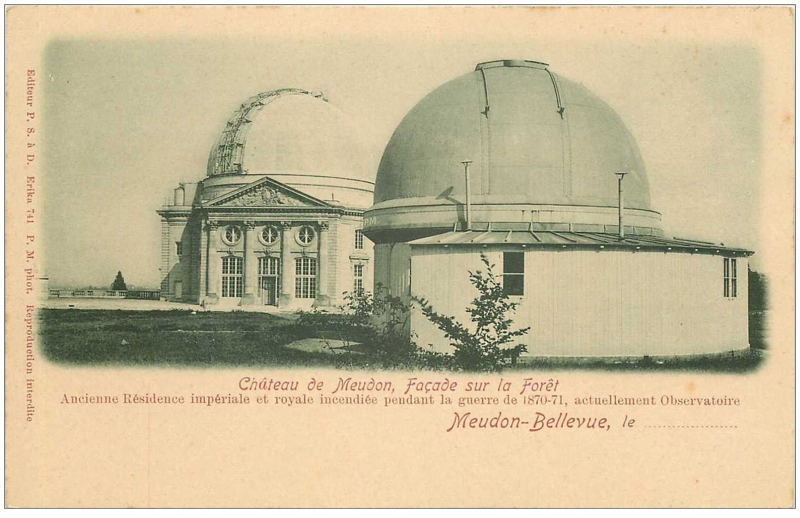 carte postale ancienne 92 MEUDON. Château Observatoire. Carte précurseur vers 1900