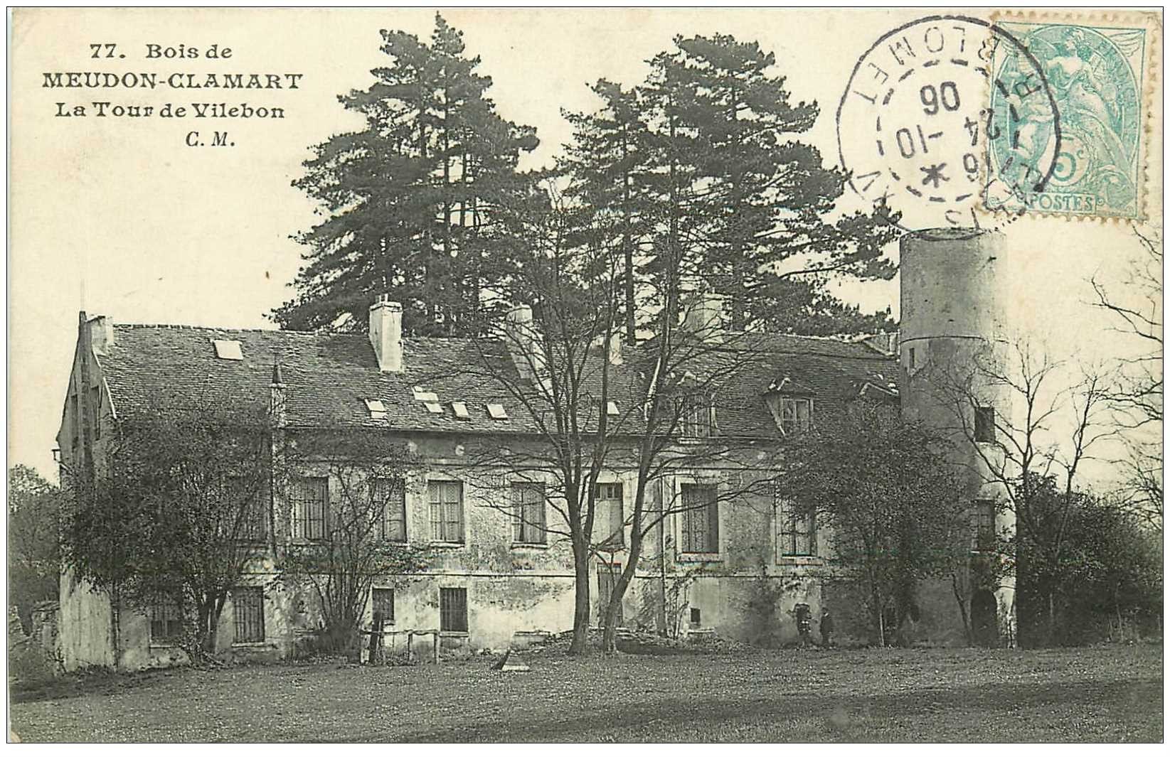 carte postale ancienne 92 MEUDON. Bois Clamart. La Tour de Villebon 1906