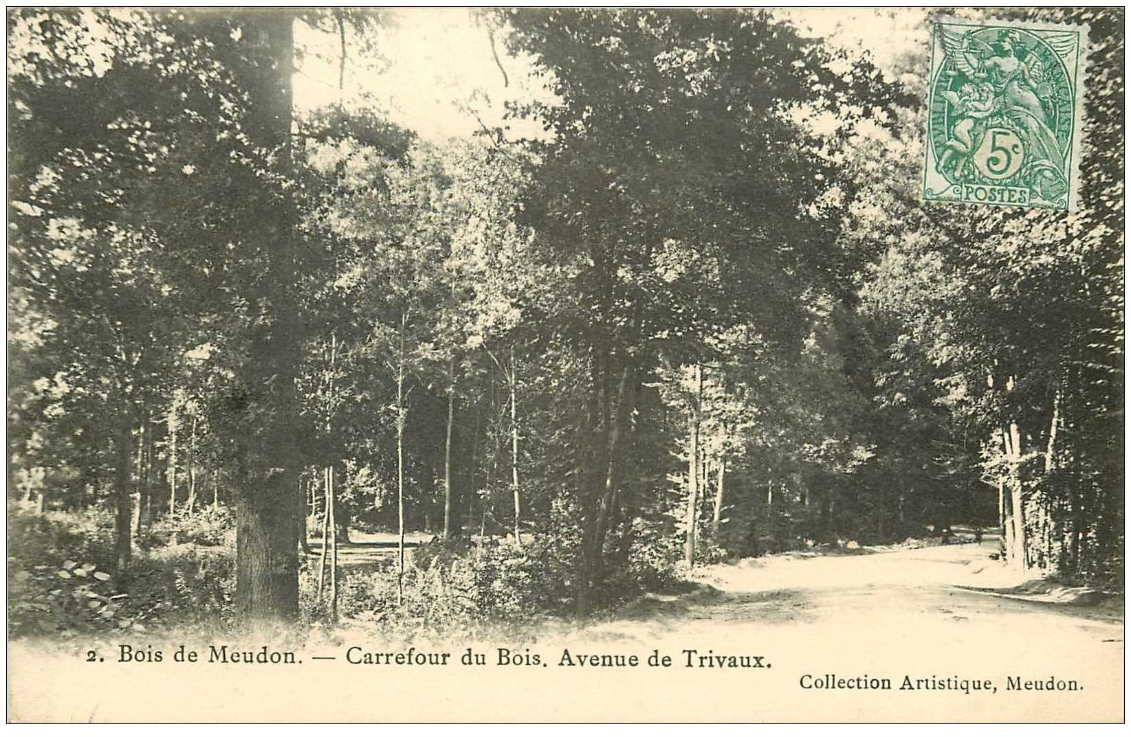carte postale ancienne 92 MEUDON. Bois Clamart. Avenue de Trivaux et Carrefour vers 1906