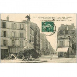 carte postale ancienne 92 LEVALLOIS PERRET. Boucherie Lanoix rue Chaptal 1912