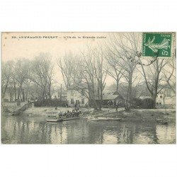 carte postale ancienne 92 LEVALLOIS PERRET. Bac pour l'Ile de la Grande Jatte 1909