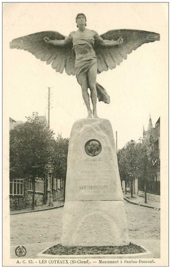 carte postale ancienne 92 LES COTEAUX. Monument à Santos Dumont. Saint Cloud