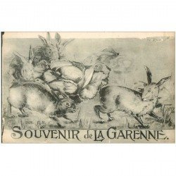 carte postale ancienne 92 LA GARENNE COLOMBES. Souvenir avec Lapins