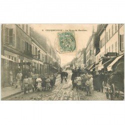 92 COURBEVOIE. Triperie et Coiffeur Rue de Bezons 1907