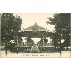 carte postale ancienne 92 CLICHY. Le Kiosque à Musique animation