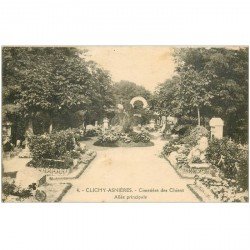 carte postale ancienne 92 CLICHY. ASNIERES. Allée principale Cimetière des Chiens. Pli transversal