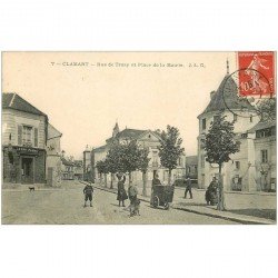 carte postale ancienne 92 CLAMART. Triporteur rue de Trosy et Mairie sur la Place avec Tabac Vins