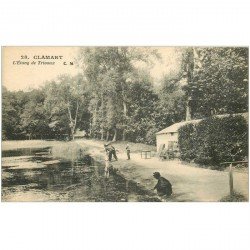 carte postale ancienne 92 CLAMART. La Buvette Etang de Trivaux bien animée