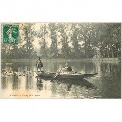 carte postale ancienne 92 CHAVILLE. Rameur en barque sur Etang de l'Ursine 1909