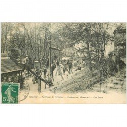 carte postale ancienne 92 CHAVILLE. Les Jeux au Restaurant Barraud Pavillon de l'Ursine 1911