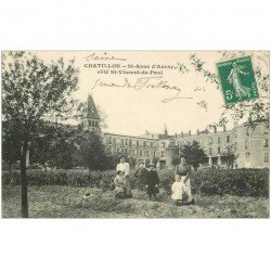 carte postale ancienne 92 CHATILLON. Saint Anne d'Auray côté Saint Vincent de Paul rue de Fontenay vers 1911