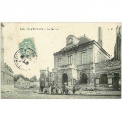 carte postale ancienne 92 CHATILLON. La Mairie 1908 et Restaurant