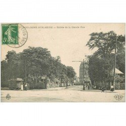 carte postale ancienne 92 BOULOGNE SUR SEINE. Tramway électrique à l'Entrée de la Grande Rue 1913