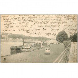 carte postale ancienne 92 BOULOGNE SUR SEINE. Le Port 1903 avec Bascule publique pour marchandise sur attelage